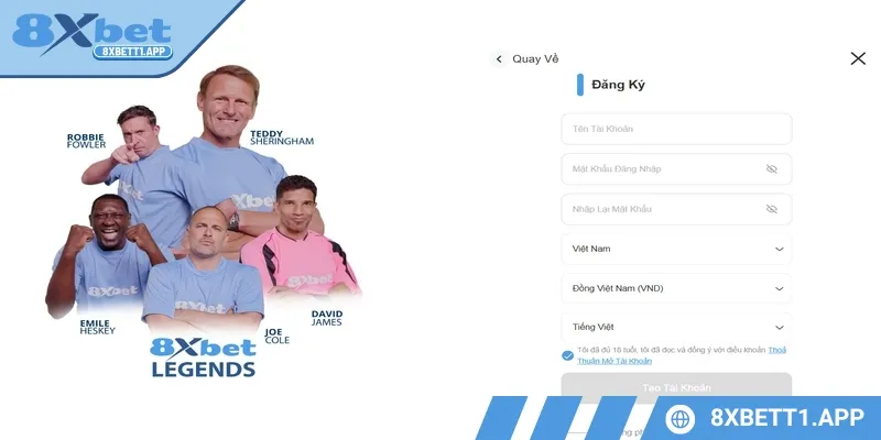Đăng ký 8XBET chỉ hoàn tất khi cung cấp đủ thông tin hợp lệ